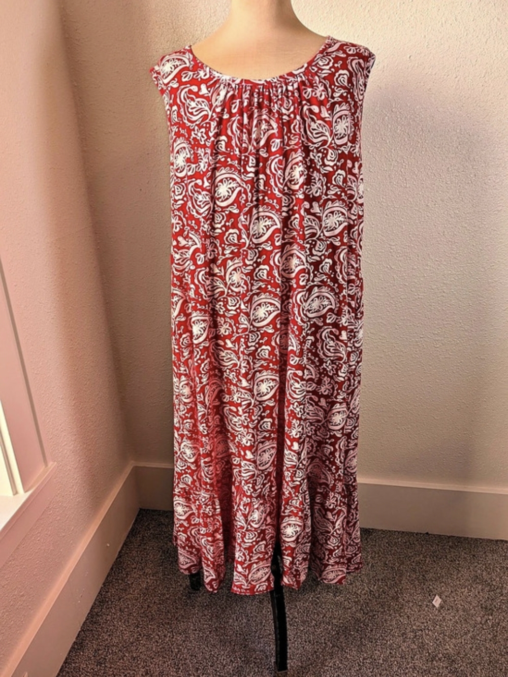Lane Bryant Paisley Maxi Dress in Red & White Size 18/20 NWT